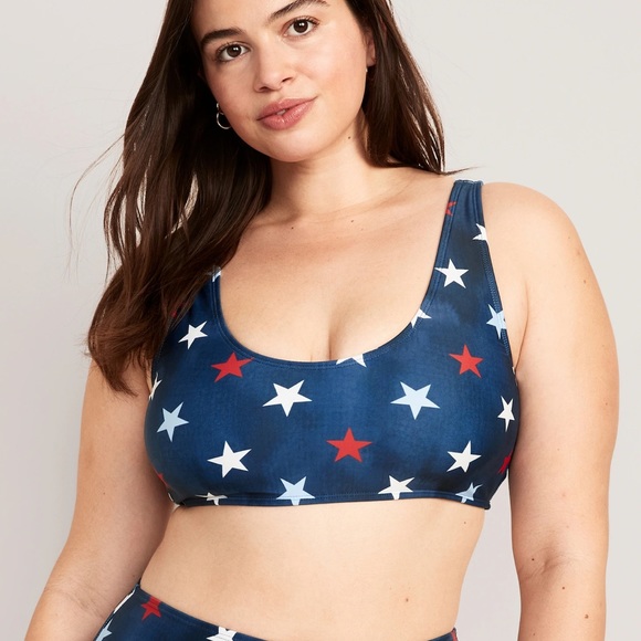 NWT OLD NAVY Scoop-Neck Bikini Swim Top Color: Americana STARS - Picture 5 of 9